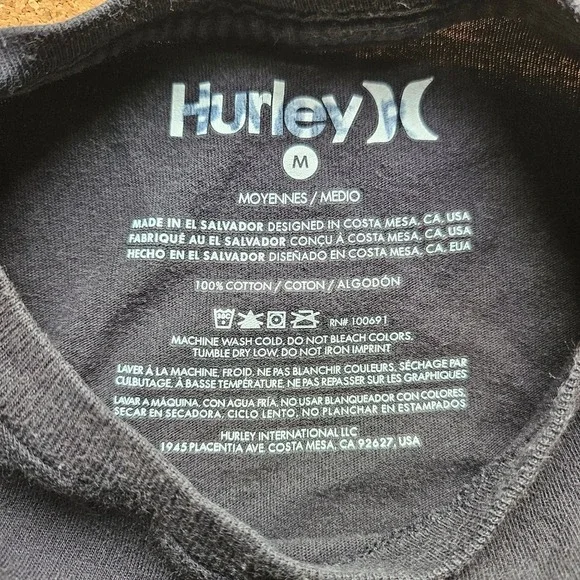 Hurley Bali Bagus Surf Baby Tee Shirt M T-Shirt Worn Black Y2K - Picture 5 of 8
